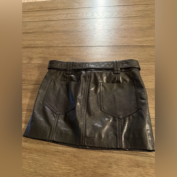 Mistress Rocks Black Vegan Leather Belted Mini Skirt Western Hardware XS - Picture 5 of 5